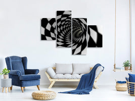 modern-4-piece-canvas-print-abstract-tunnel-black-white