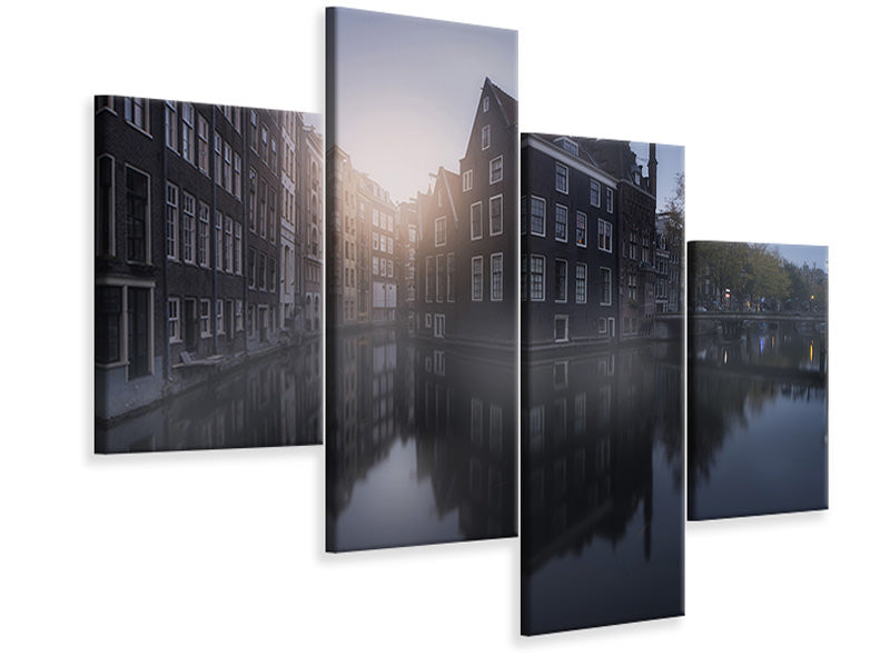 modern-4-piece-canvas-print-amsterdam-morning-i