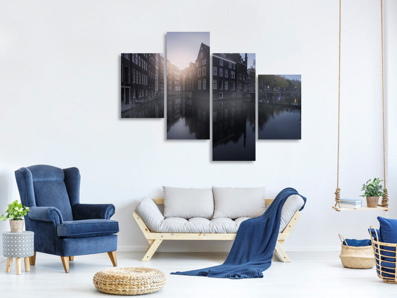 modern-4-piece-canvas-print-amsterdam-morning-i