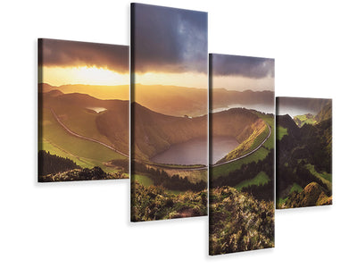 modern-4-piece-canvas-print-azores-sete-cidades-sunset-panorama