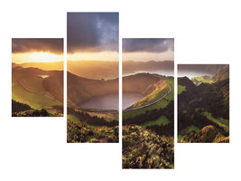 modern-4-piece-canvas-print-azores-sete-cidades-sunset-panorama