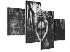 modern-4-piece-canvas-print-black-and-white-mood-in-the-forest