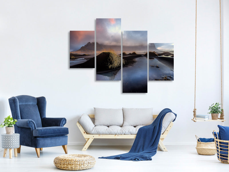 modern-4-piece-canvas-print-black-beach