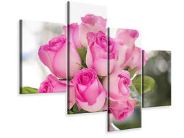 modern-4-piece-canvas-print-bouquet-of-roses-in-pink