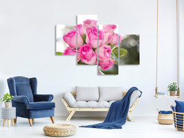 modern-4-piece-canvas-print-bouquet-of-roses-in-pink