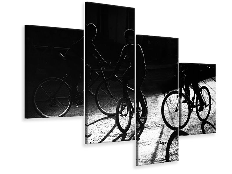 modern-4-piece-canvas-print-boys-bycicles-shadow-and-light