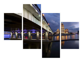 modern-4-piece-canvas-print-bridge-at-night