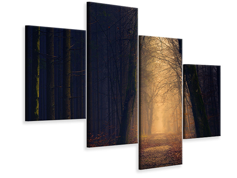 modern-4-piece-canvas-print-evening-mood-in-the-forest