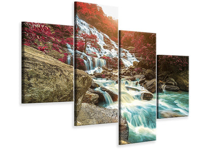 modern-4-piece-canvas-print-exotic-waterfall