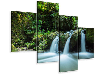 modern-4-piece-canvas-print-falling-water-in-the-wood
