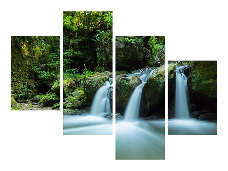 modern-4-piece-canvas-print-falling-water-in-the-wood