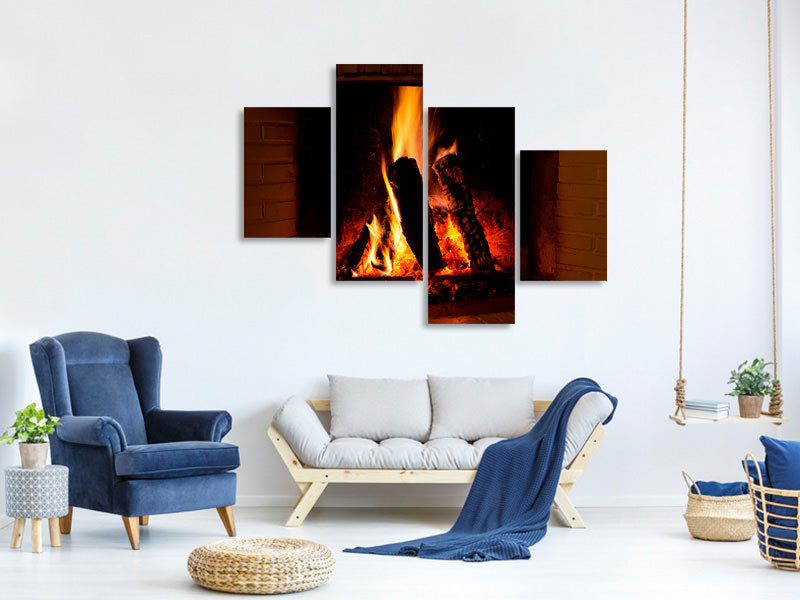 modern-4-piece-canvas-print-fire-in-the-chimney