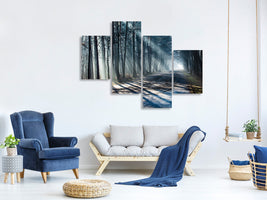 modern-4-piece-canvas-print-forest-in-the-light-beam