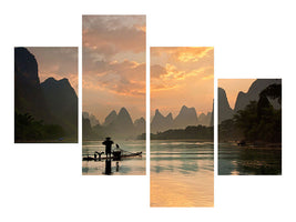 modern-4-piece-canvas-print-golden-li-river