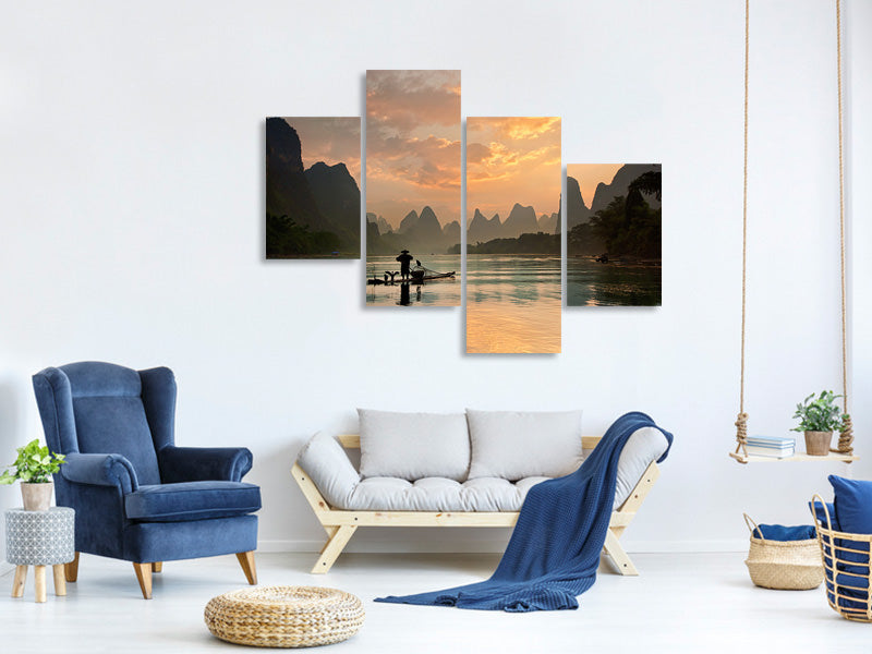 modern-4-piece-canvas-print-golden-li-river