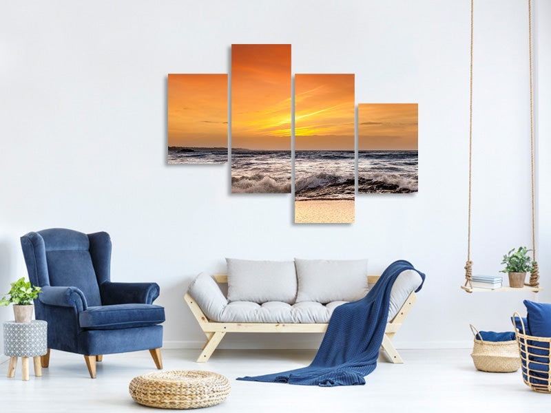 modern-4-piece-canvas-print-lake-with-sunset