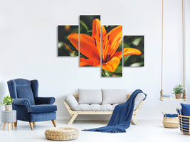 modern-4-piece-canvas-print-lilies-blossom-in-orange-xl