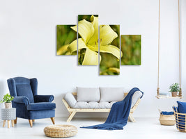 modern-4-piece-canvas-print-lilies-blossom-in-yellow