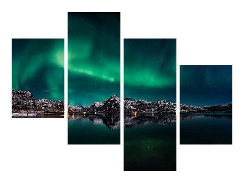 modern-4-piece-canvas-print-lofoten-aurora-reflection