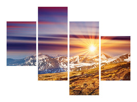 modern-4-piece-canvas-print-majestic-sunset-at-the-mountain