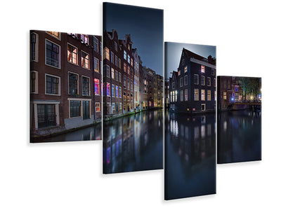 modern-4-piece-canvas-print-moonlight-over-amsterdam