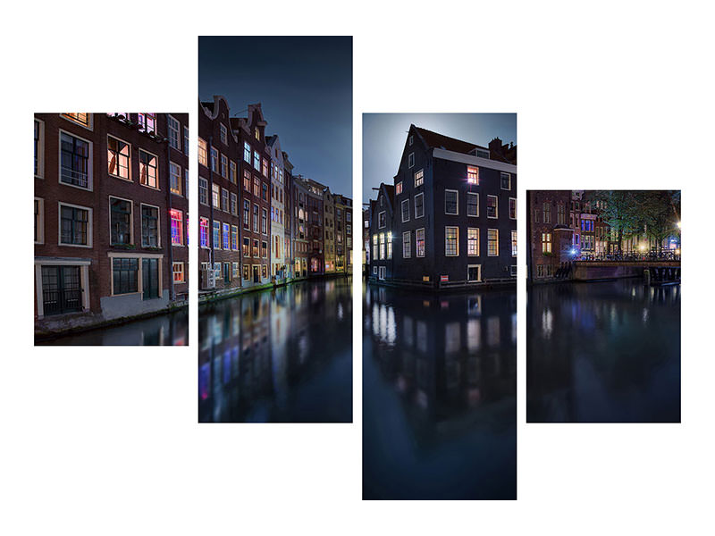 modern-4-piece-canvas-print-moonlight-over-amsterdam