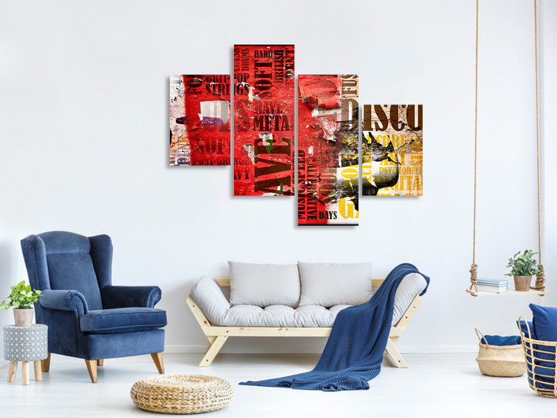 modern-4-piece-canvas-print-music-text-in-grunge-style