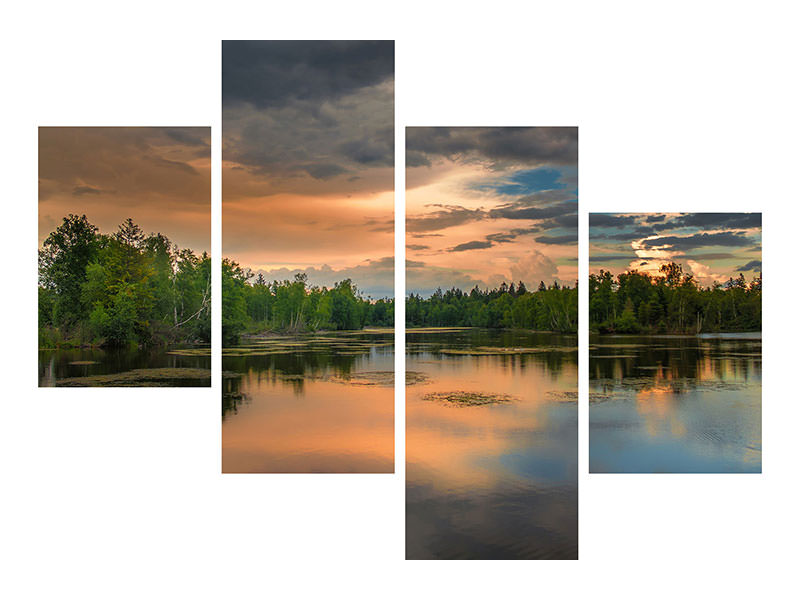 modern-4-piece-canvas-print-mystic-lake