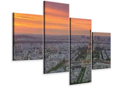 modern-4-piece-canvas-print-paris-skyline-at-sunset