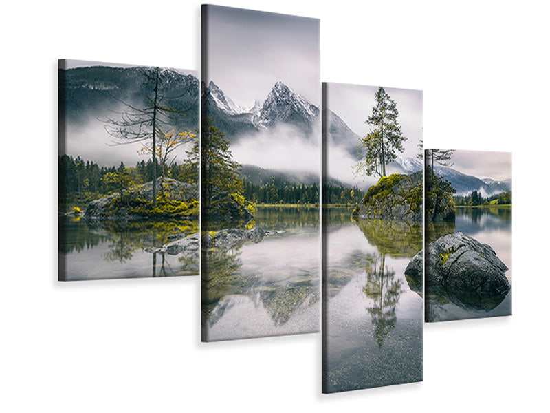 modern-4-piece-canvas-print-rainy-morning-at-hintersee