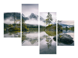 modern-4-piece-canvas-print-rainy-morning-at-hintersee