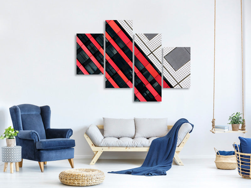 modern-4-piece-canvas-print-red-diagonals