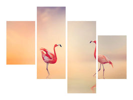 modern-4-piece-canvas-print-romantic-flamingos