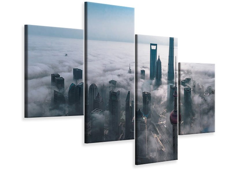 modern-4-piece-canvas-print-shanghai-in-the-fog-from-above