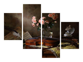 modern-4-piece-canvas-print-still-life-with-violin-and-roses