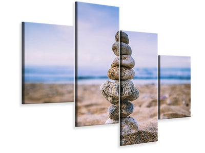 modern-4-piece-canvas-print-stone-pile-on-the-beach