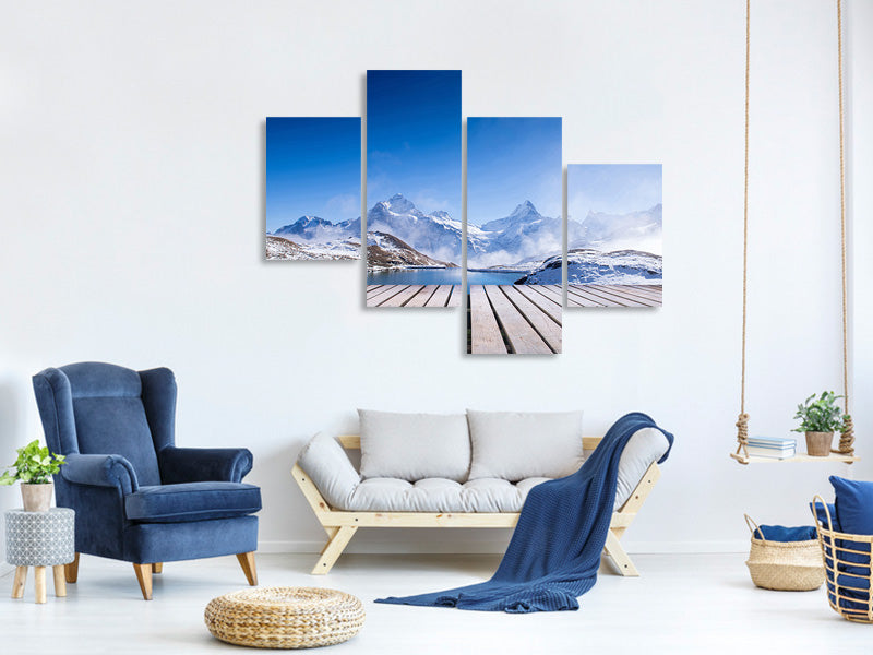 modern-4-piece-canvas-print-sundeck-at-the-swiss-mountain-lake