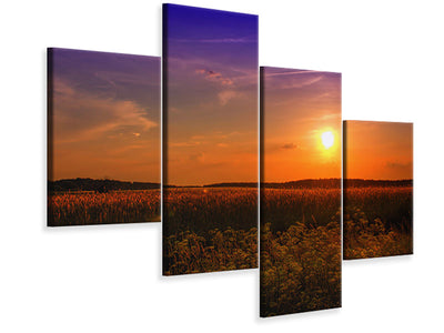 modern-4-piece-canvas-print-sunset-at-the-flower-field