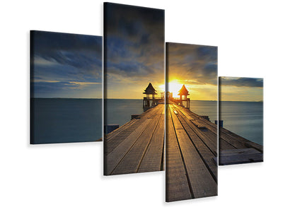 modern-4-piece-canvas-print-sunset-at-the-wooden-bridge