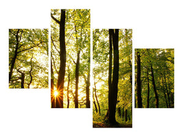 modern-4-piece-canvas-print-sunset-between-trees