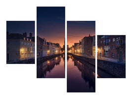 modern-4-piece-canvas-print-sunset-in-brugge