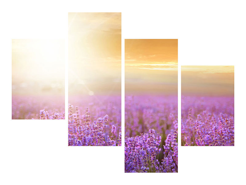 modern-4-piece-canvas-print-sunset-in-lavender-field
