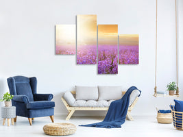 modern-4-piece-canvas-print-sunset-in-lavender-field
