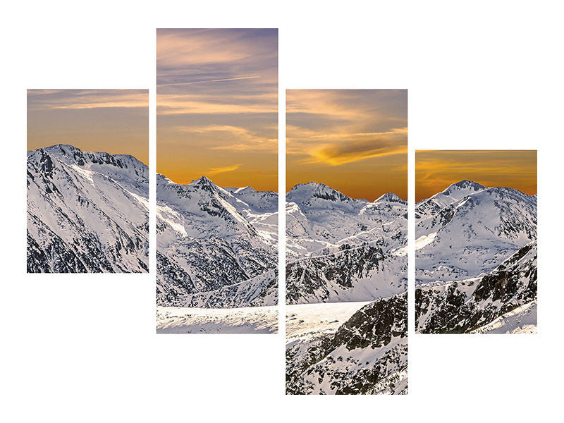 modern-4-piece-canvas-print-sunset-in-the-mountains