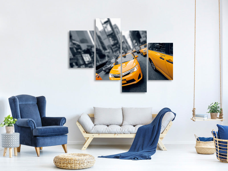 modern-4-piece-canvas-print-taxi-in-nyc