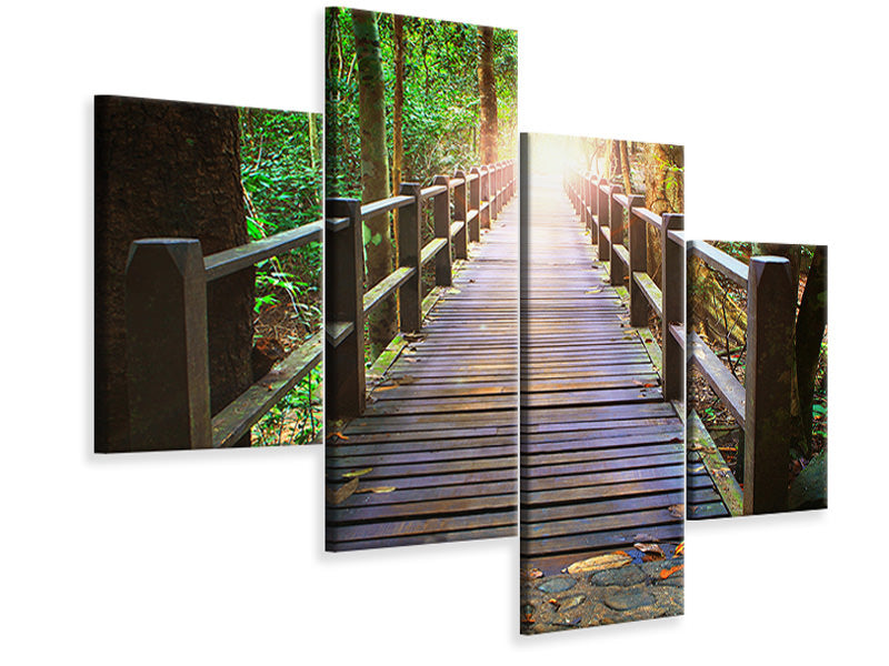 modern-4-piece-canvas-print-the-bridge-in-the-forest