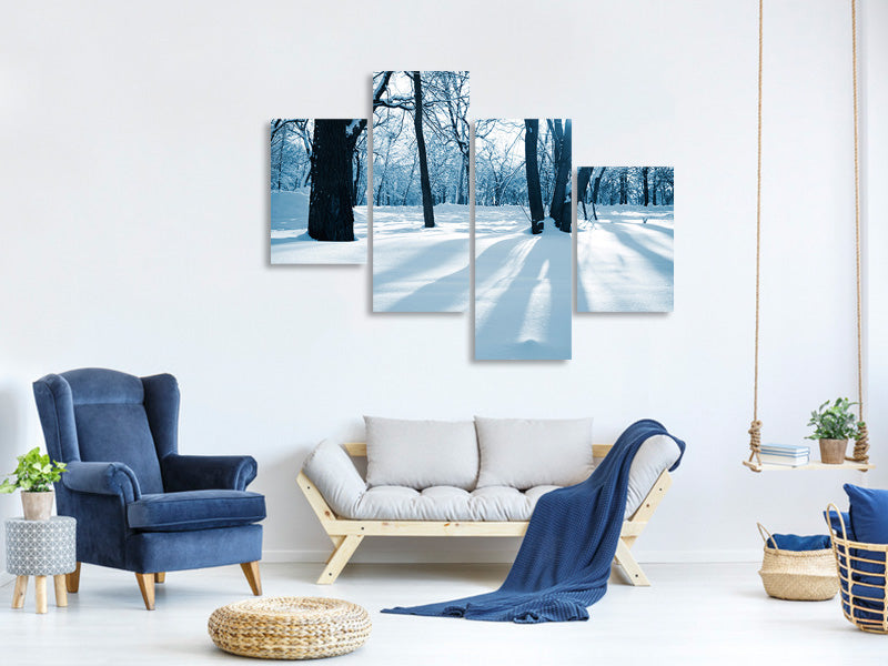 modern-4-piece-canvas-print-the-forest-without-tracks-in-the-snow