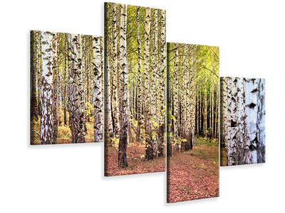 modern-4-piece-canvas-print-the-path-between-birches