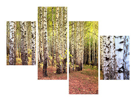 modern-4-piece-canvas-print-the-path-between-birches