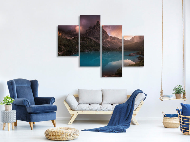 modern-4-piece-canvas-print-turquoise-refection